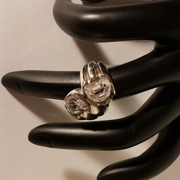 Vintage 1970s Trendy Style CZ Sterling Silver Ring - Picture 5 of 8